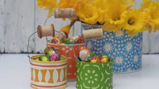 Upcycled tin can Easter Baskets