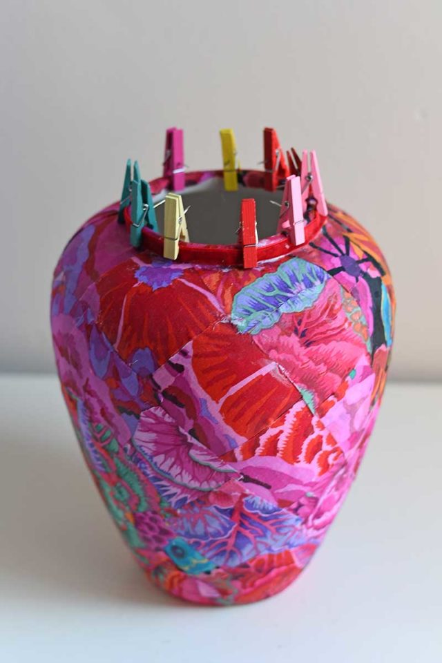 How To Make A Beautiful Decoupage Vase With Fabric Pillar Box Blue