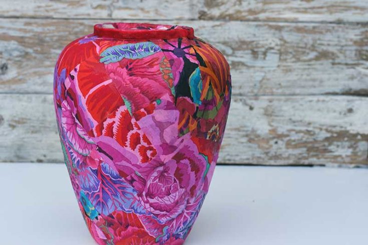 Kaffe Fassett decoupage vase.