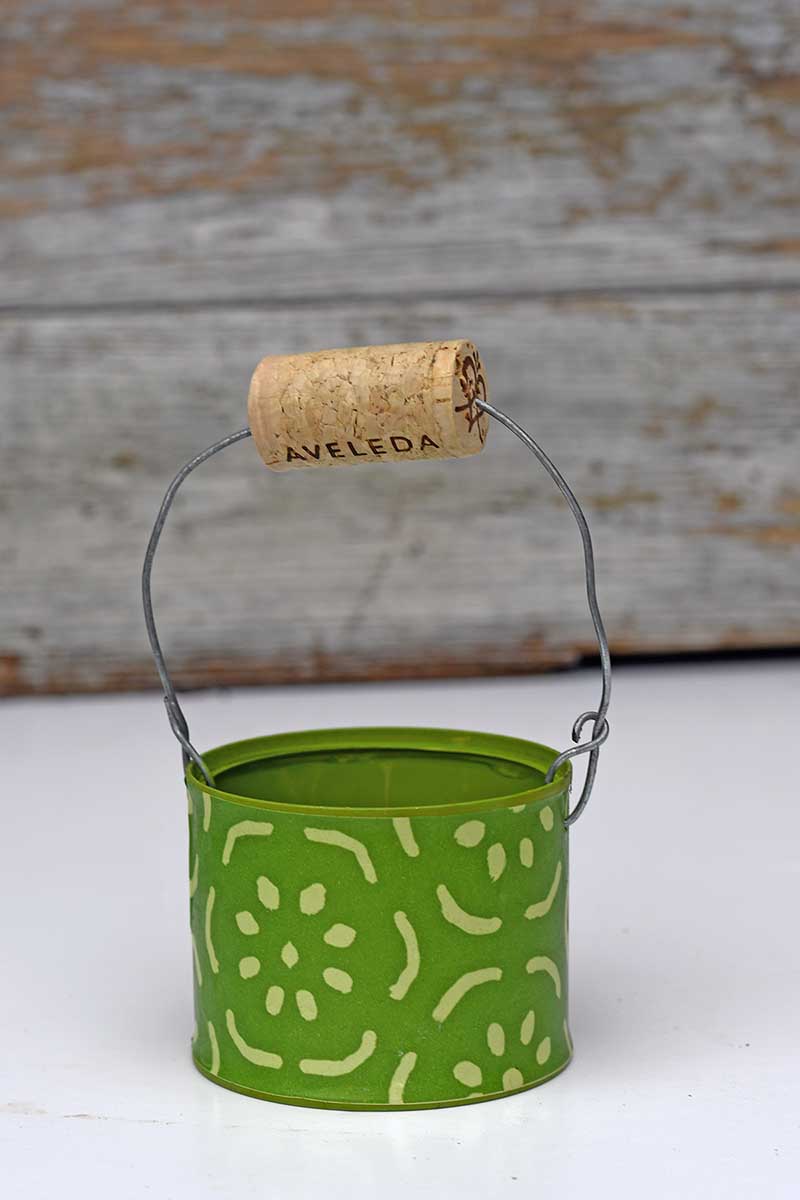 Upcycled tin can Easter basket