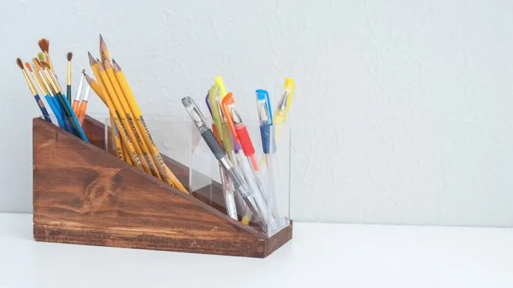 30+ DIY Pencil Holder Ideas You'll Want On Your Desk - Pillar Box Blue