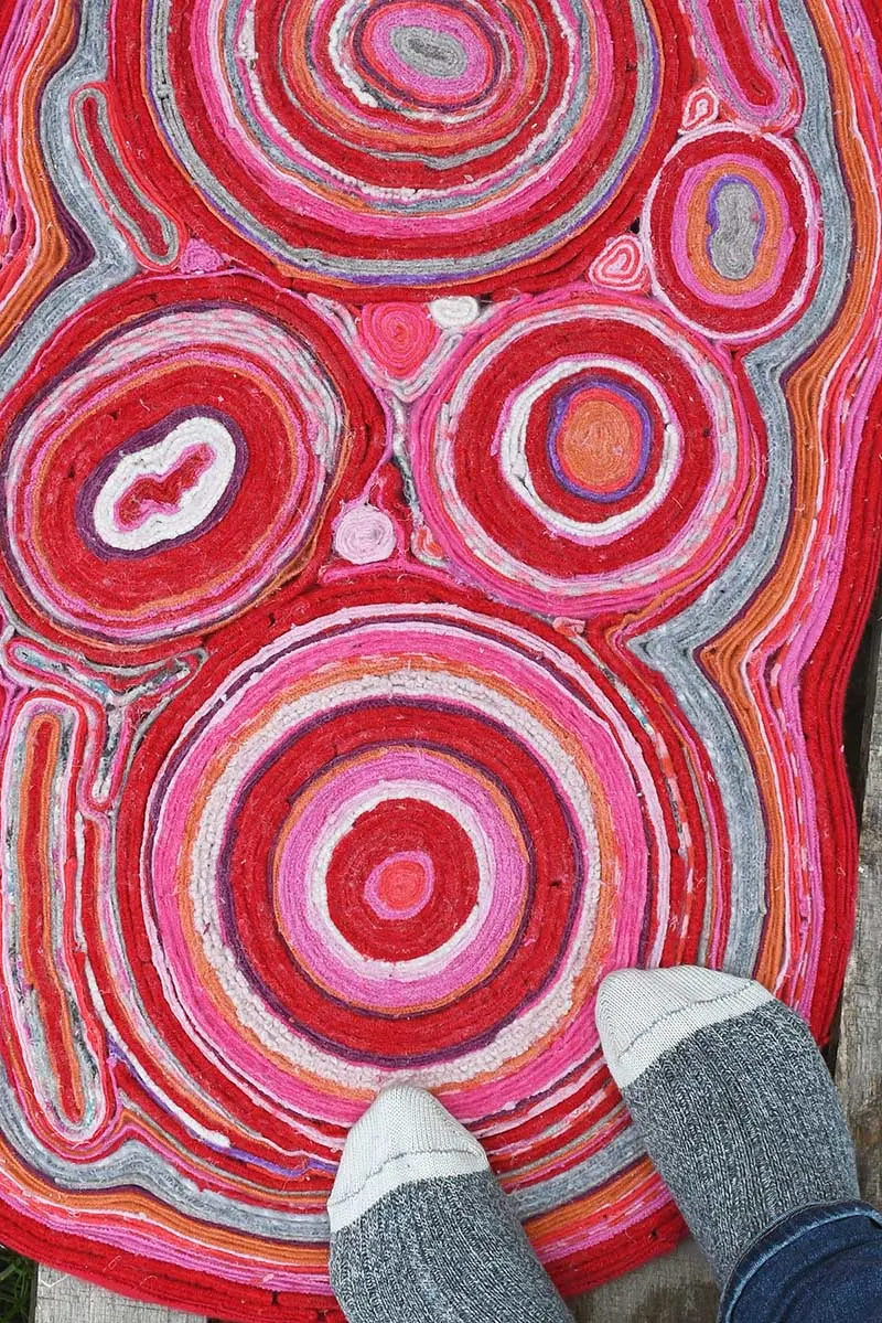 felt rug made from unwanted clothes