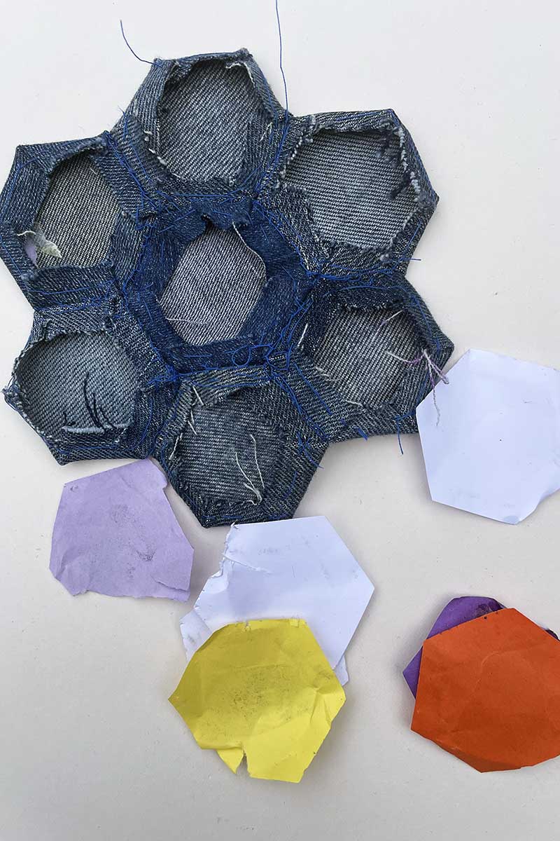 Removing the paper from the hexagons