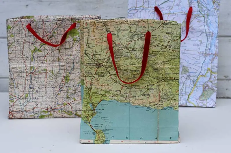 DIY gift maps made from old road maps