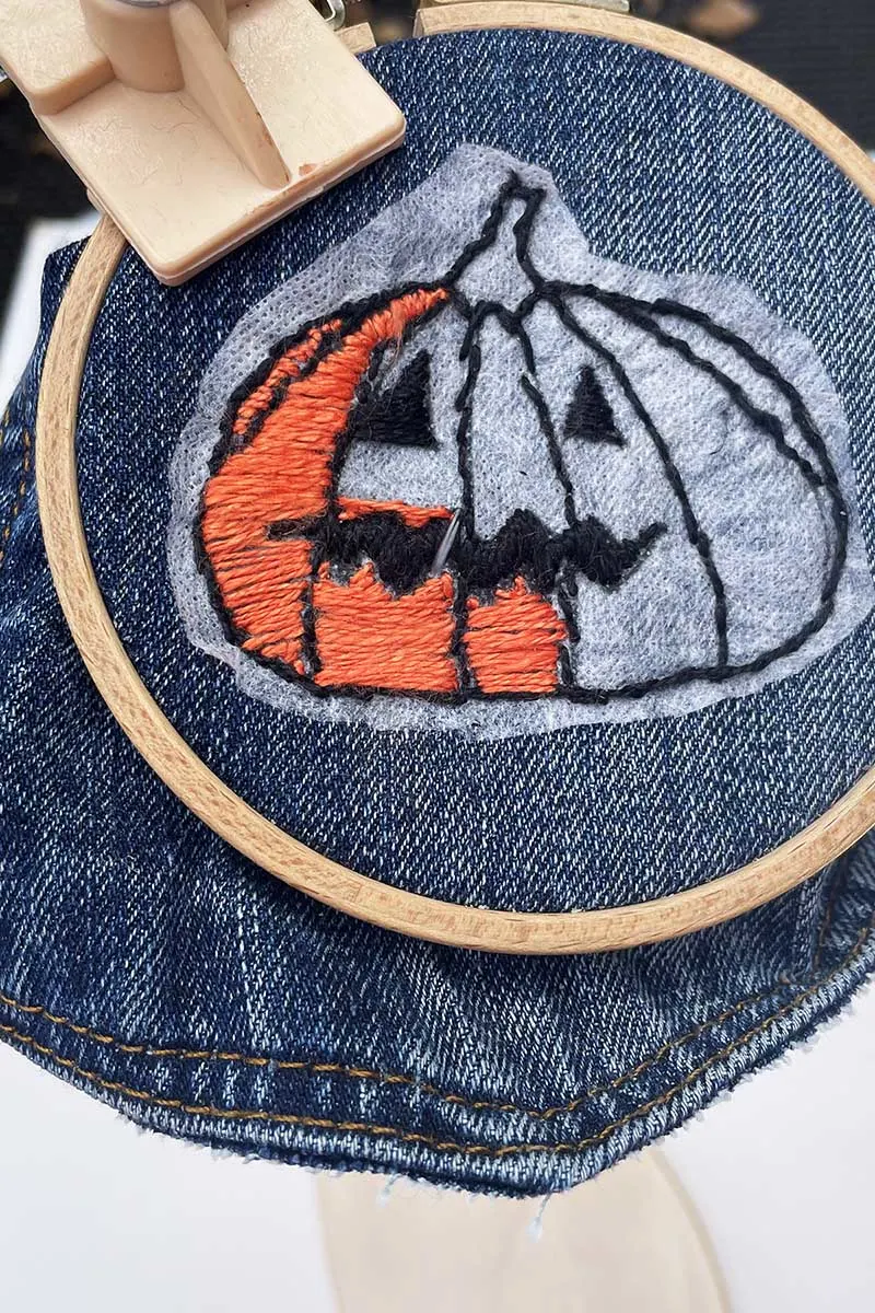 pumpkin stitched pocket