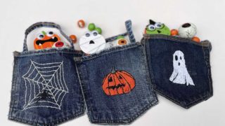 Halloween embroidered denim treat bags 3 designs