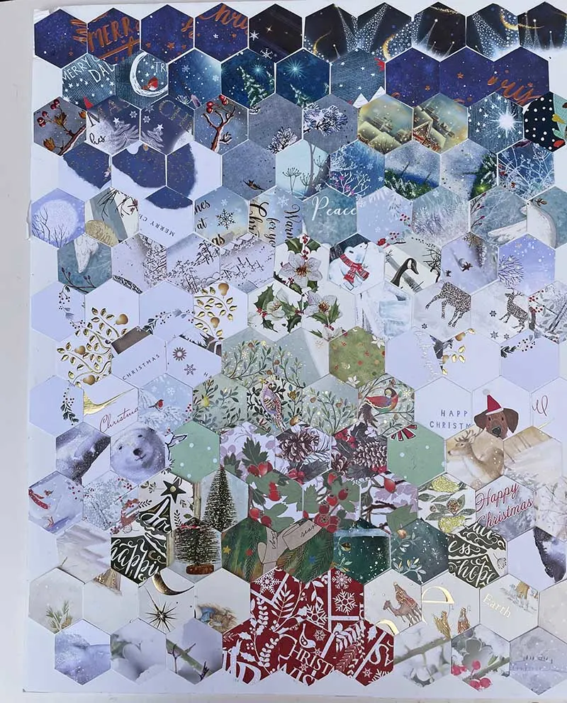 Old Christmas card art project mosaic
