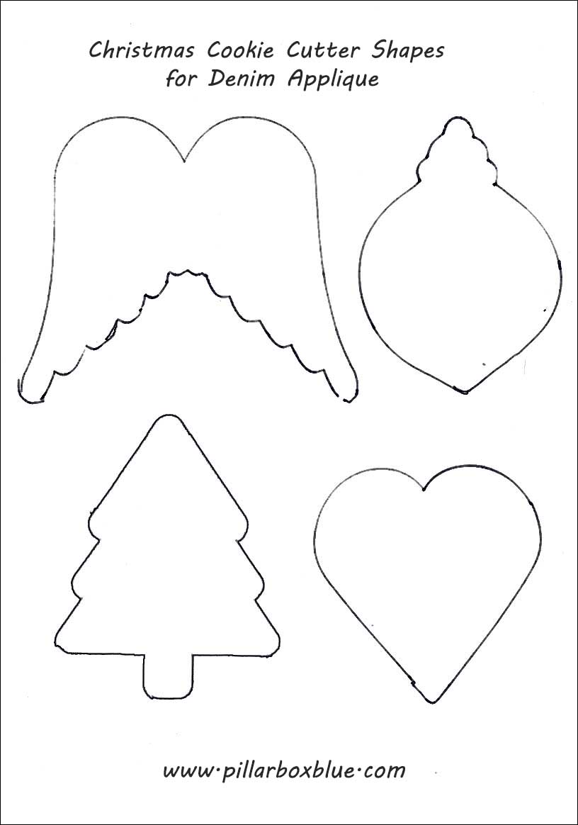 Christmas cookie cutter templates for reverse denim applique