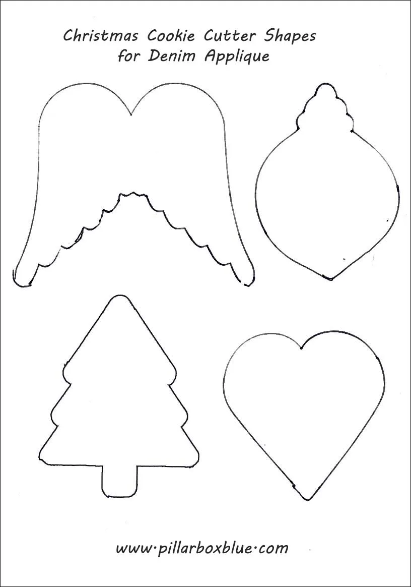 Christmas cookie cutter templates for reverse denim applique
