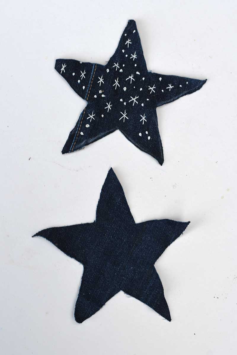 denim fabric star cut outs