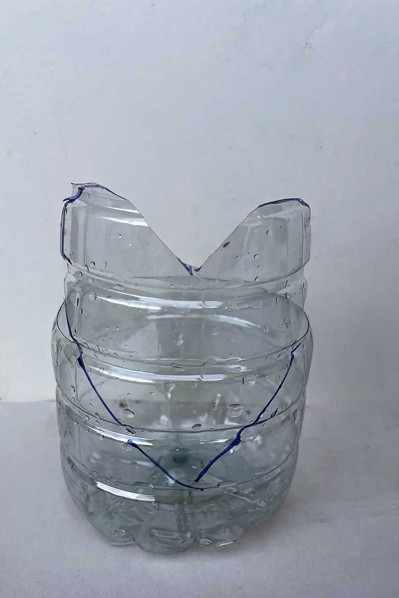 cut plastic water bottle with heart shape
