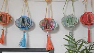 Colourful handmade paper lantern garland feature