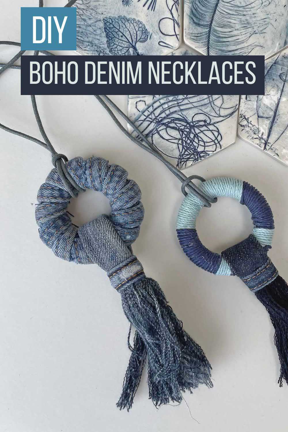 DIY boho denim necklaces pin