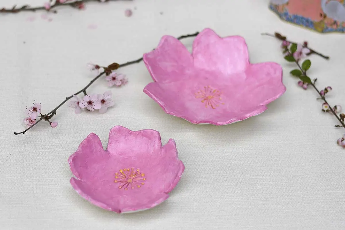 Cherry blossom air dry clay trinket dishes bowls