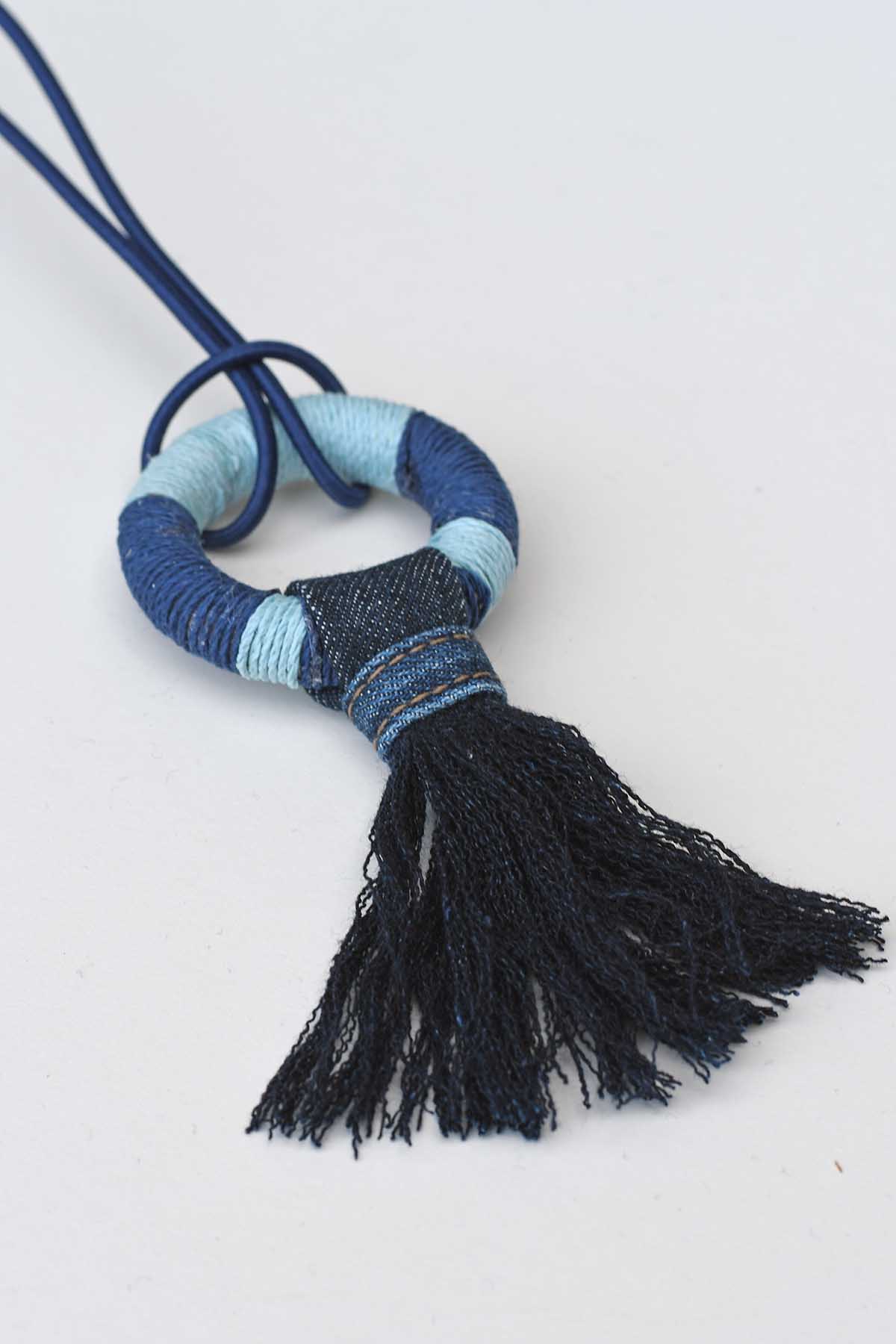 Corded Boho DIY denim necklace with tassel