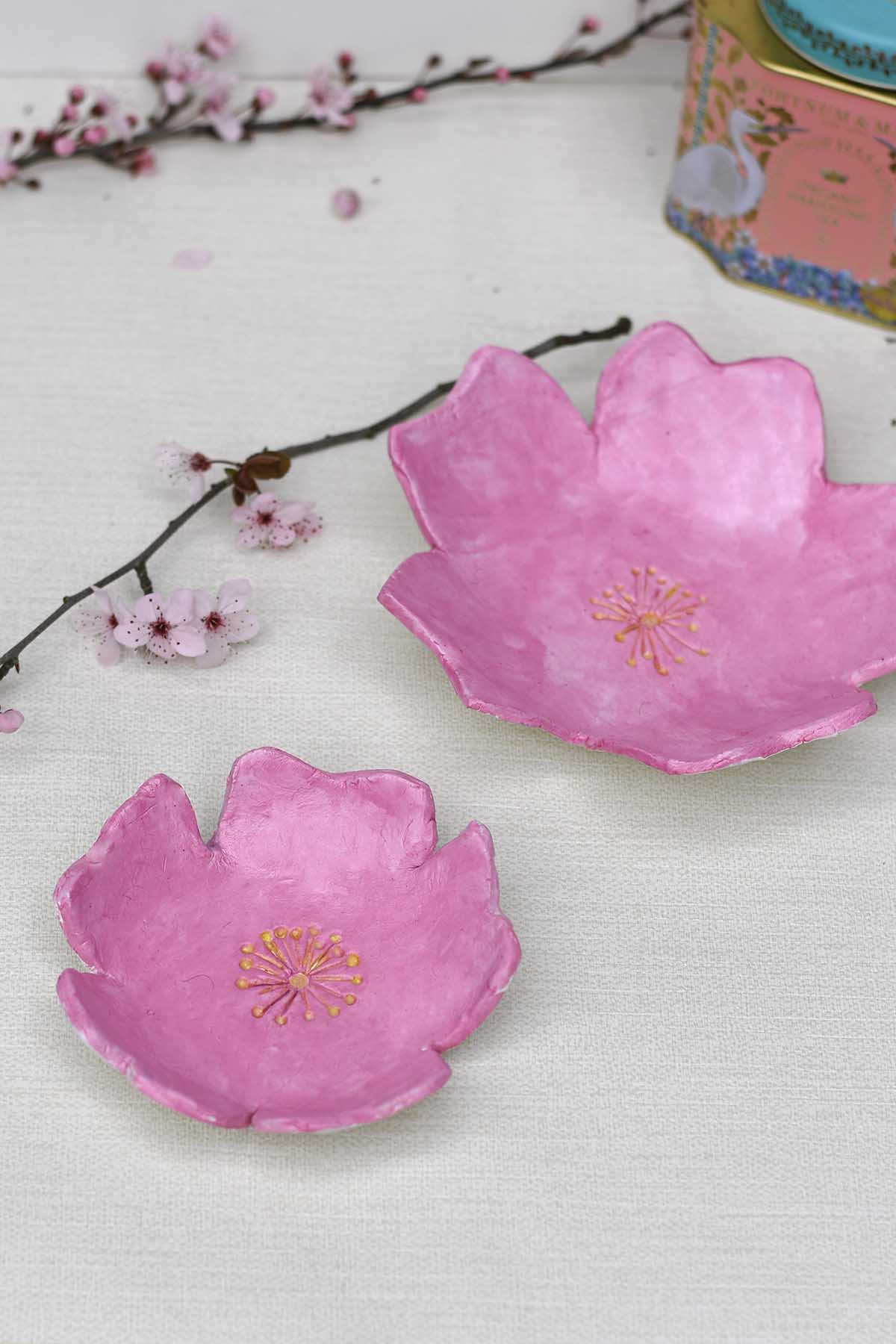 Cherry blossom clay ring / trinket bowls dishes in 2 sizes