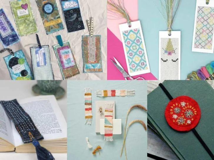 DIY bookmark ideas feature showing lots of examples of handmade bookmarks with books