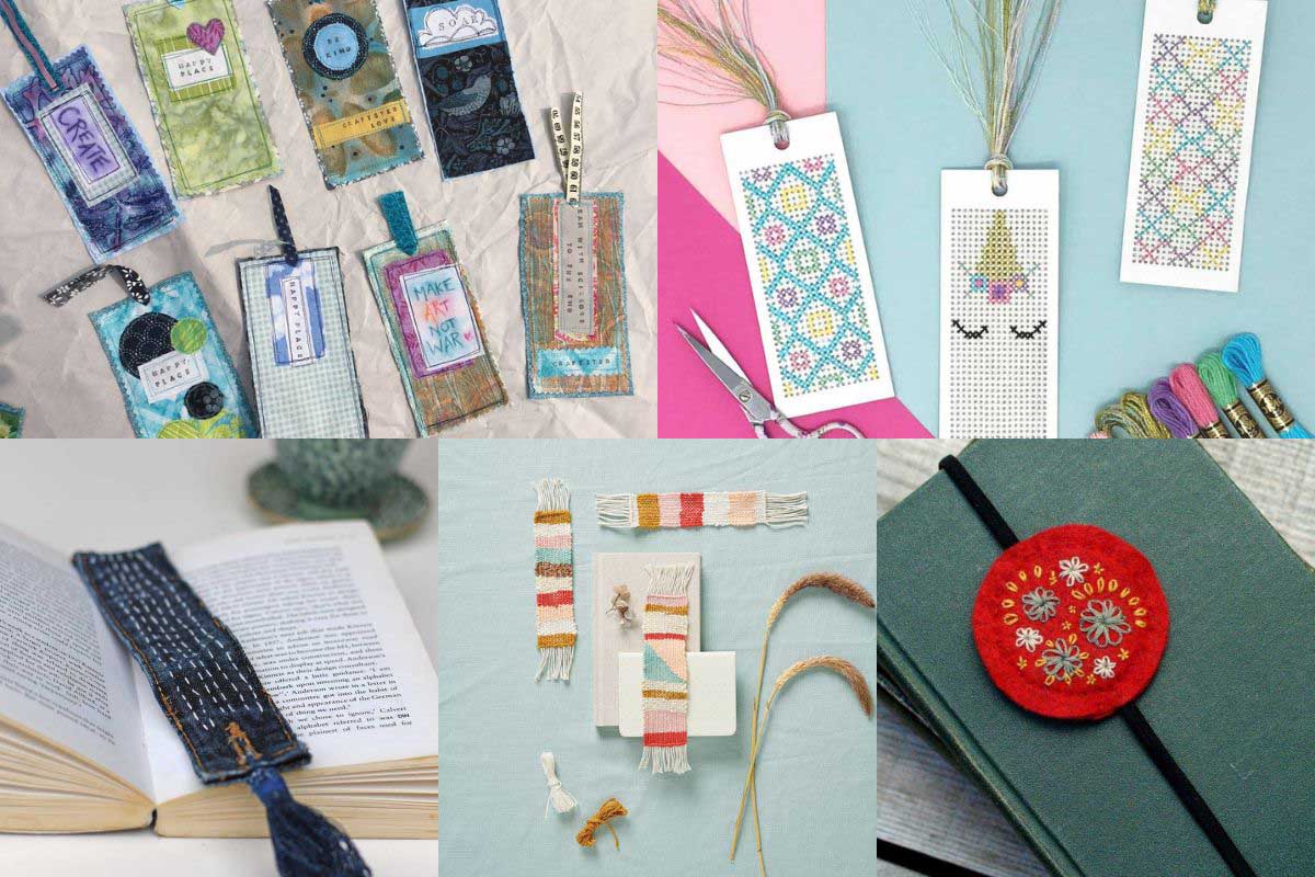 DIY bookmark ideas feature showing lots of examples of handmade bookmarks with books