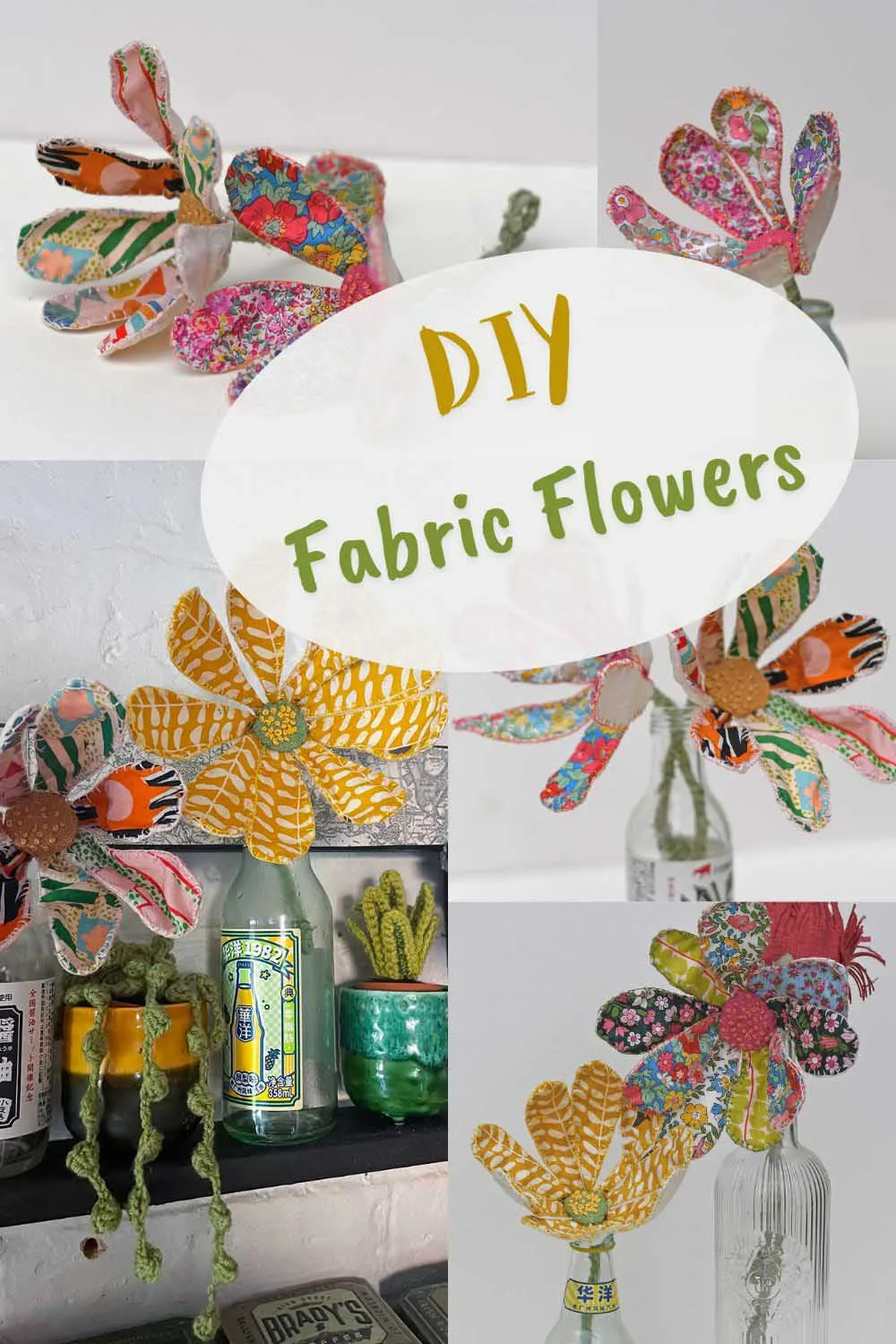 DIIY fabric flowers pin