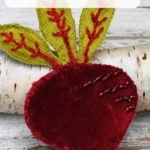 Pin for a beetroot brooch made from scrap fabric
