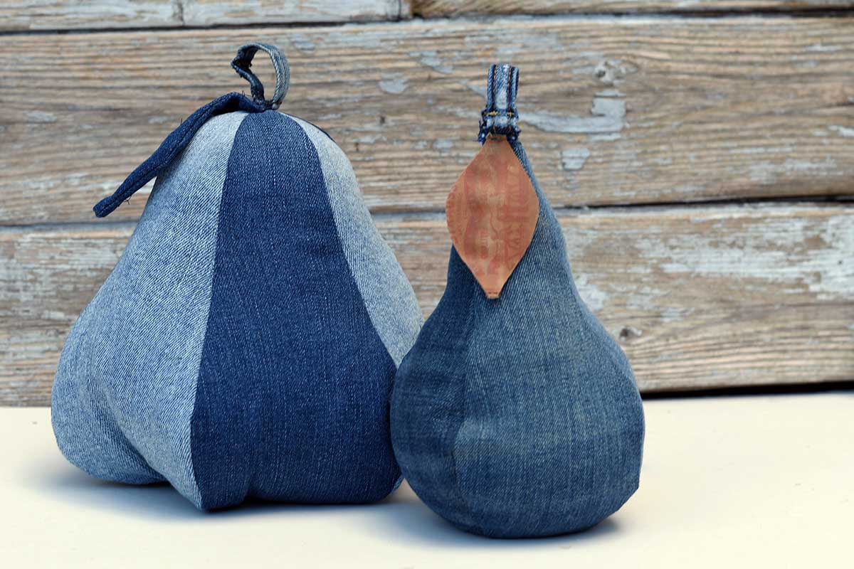 two denim pear door stops