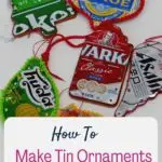 assorted tin can ornaments upcycled Christmas decorations
