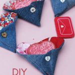 Diy fabric heart pockets with denim and scrap fabric