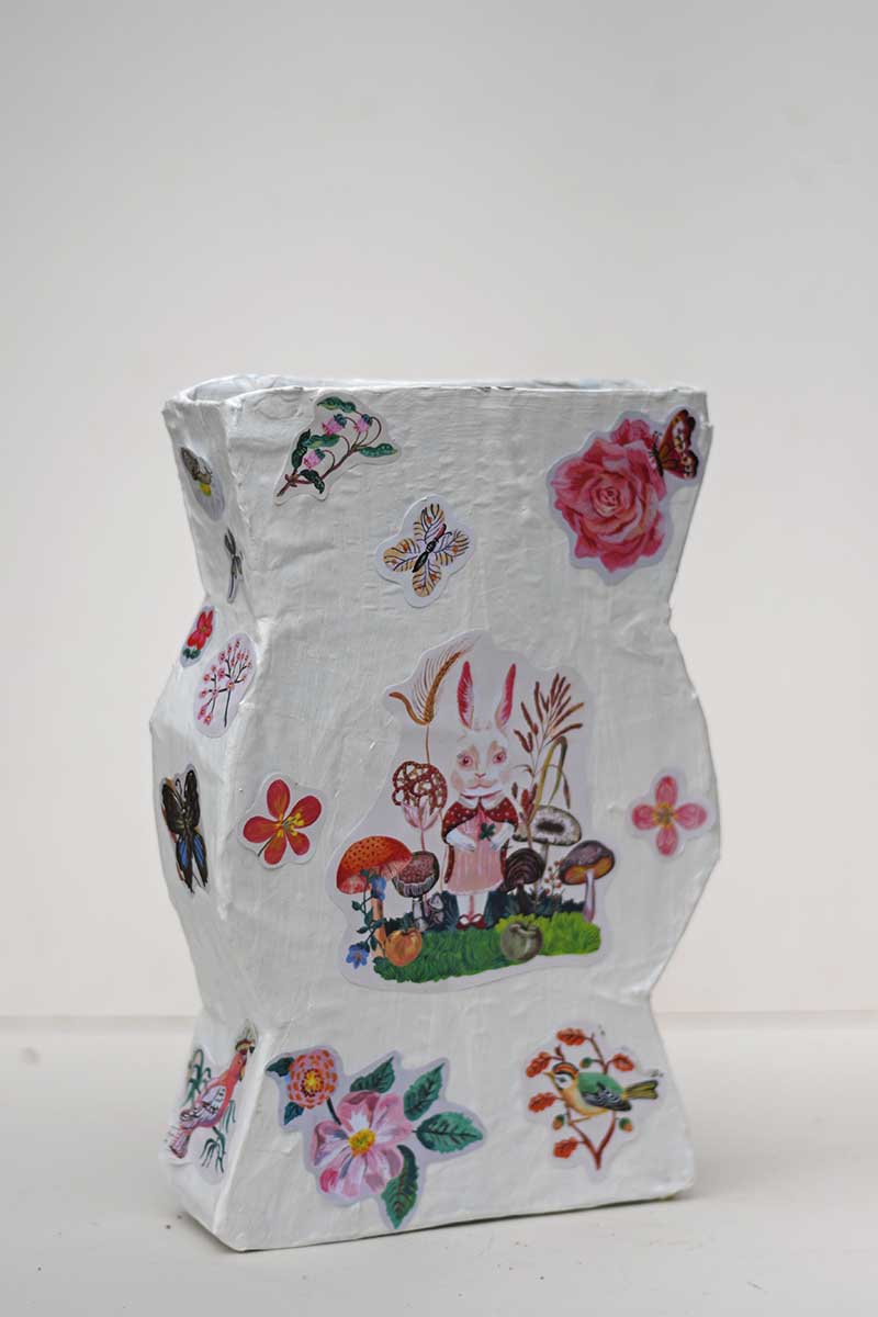 Nathalie Lete Decoupaged paper mache vase