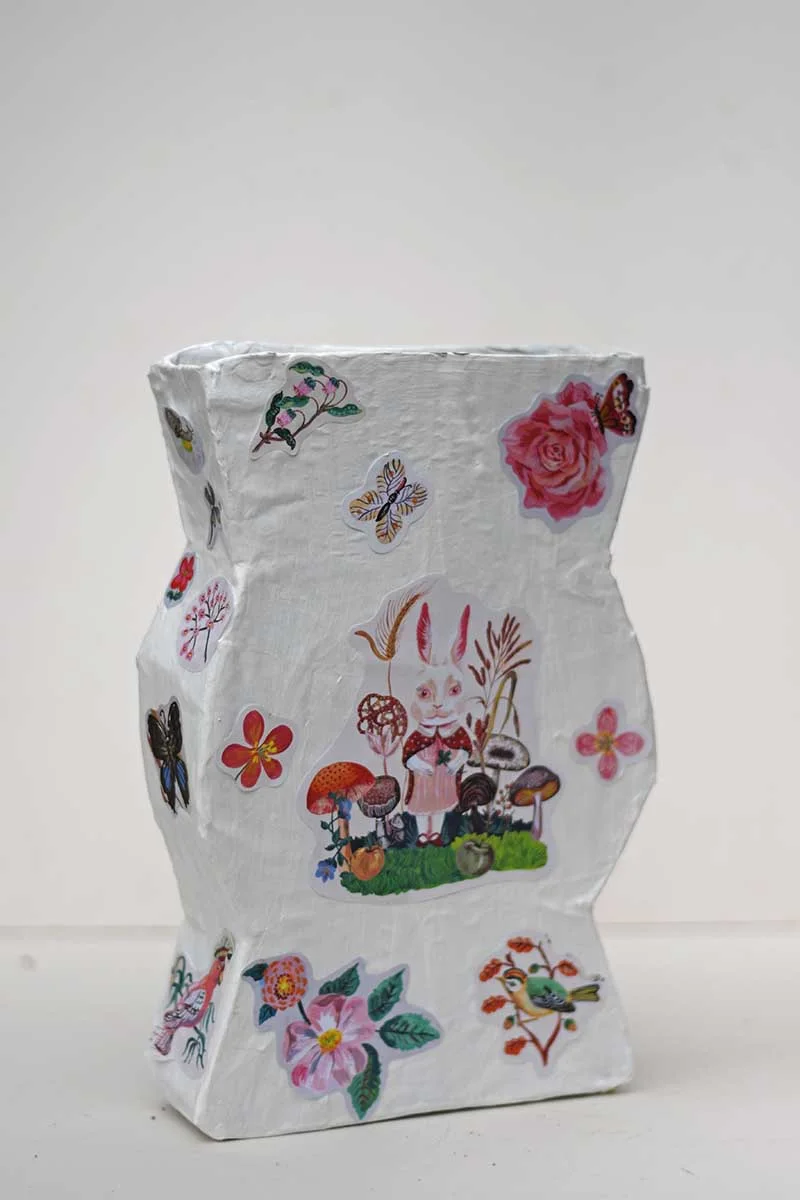 Nathalie Lete Decoupaged paper mache vase