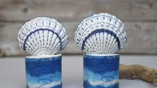 DIY Scallop shell and concrete bookends for coastal decor