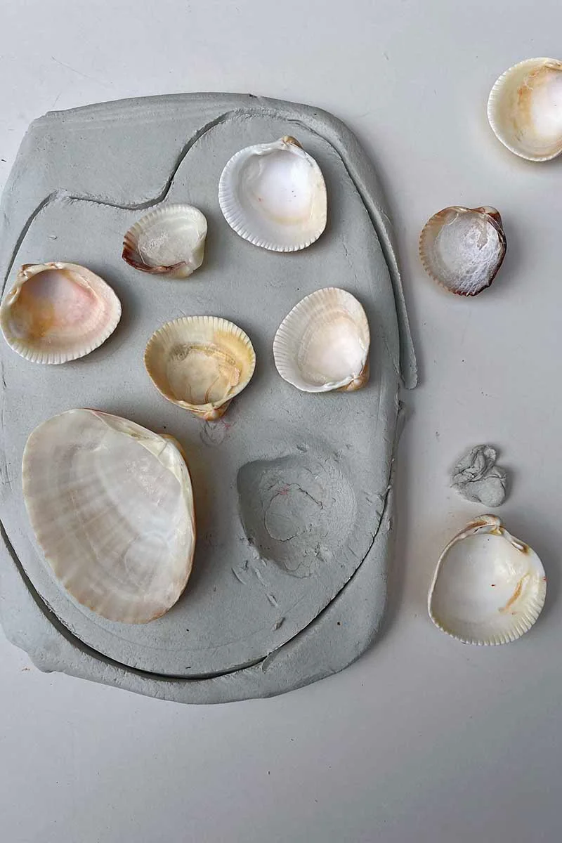 scraping away clay indent excess with seashell paint palette