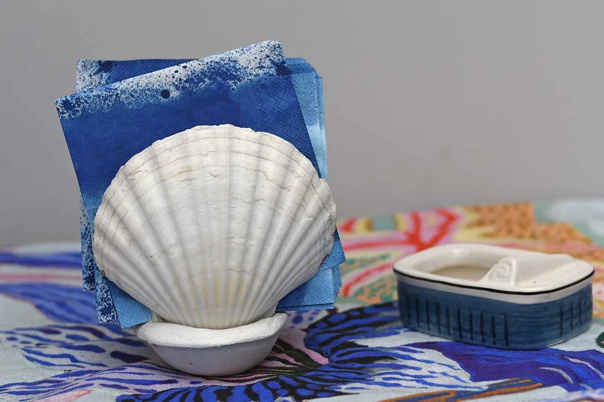 DIY scallop shell napkin holder