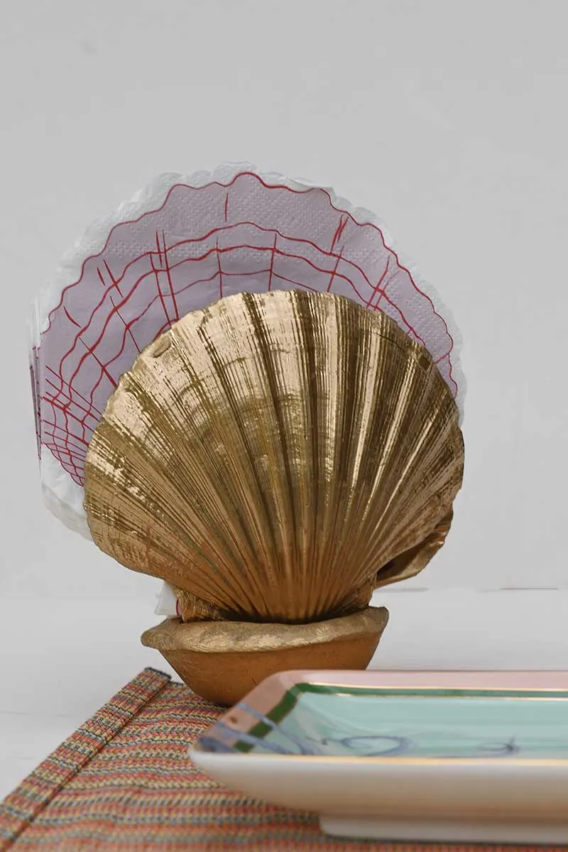 Gold scallop shell paper napkin holder