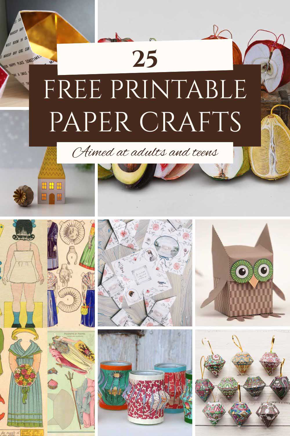 collage of printable paper crafts pin