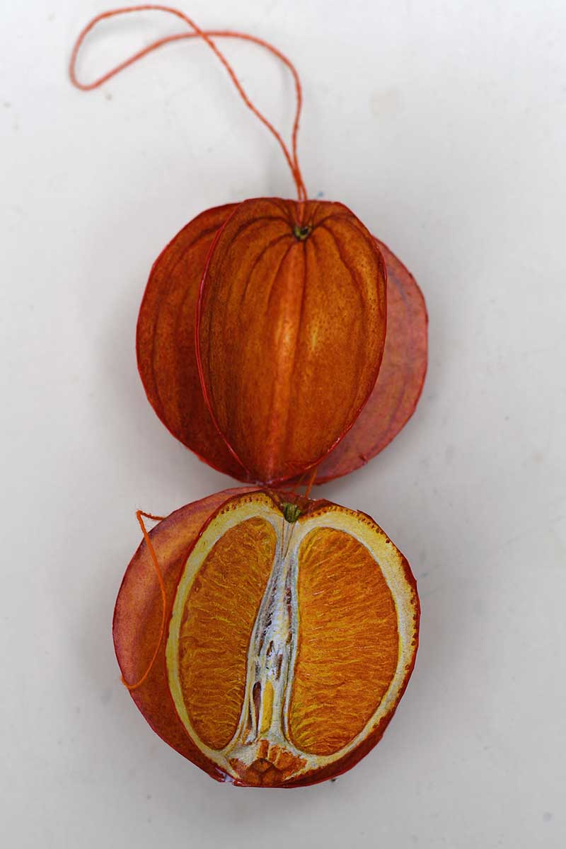 Finished 3D paper orange ornament