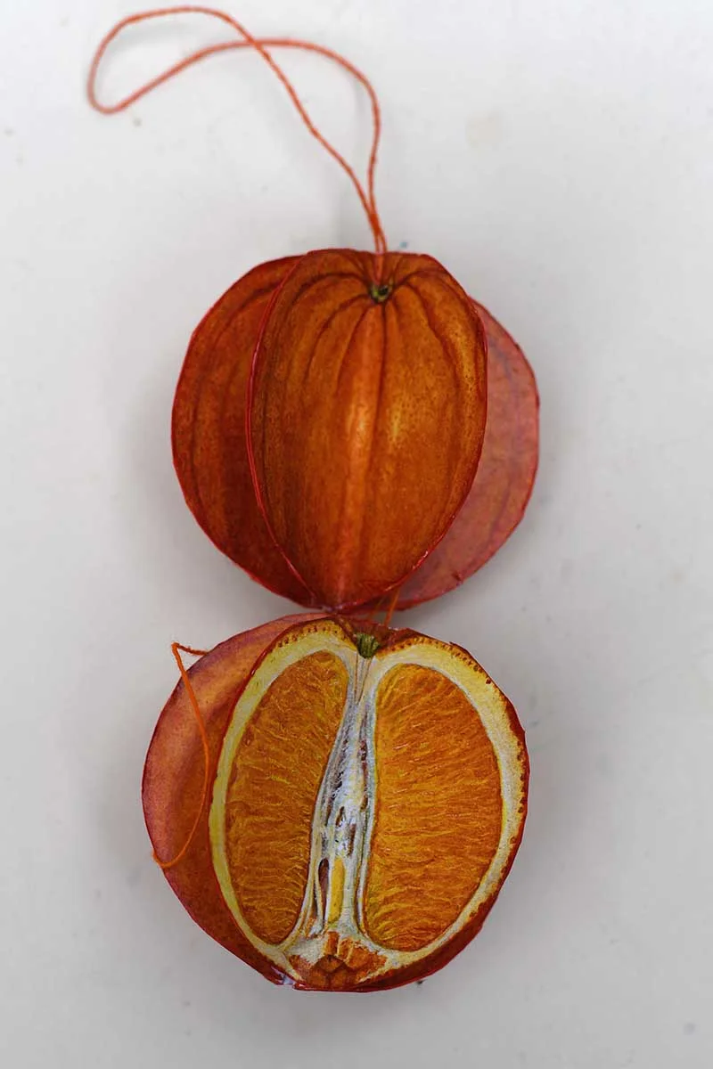 Finished 3D paper orange ornament