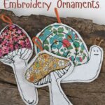 DIY mushroom and snail free motion embroidery and applique for a fall garland