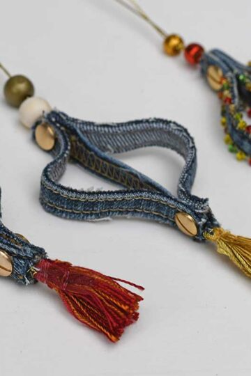 Three simple denim jean seam ornaments