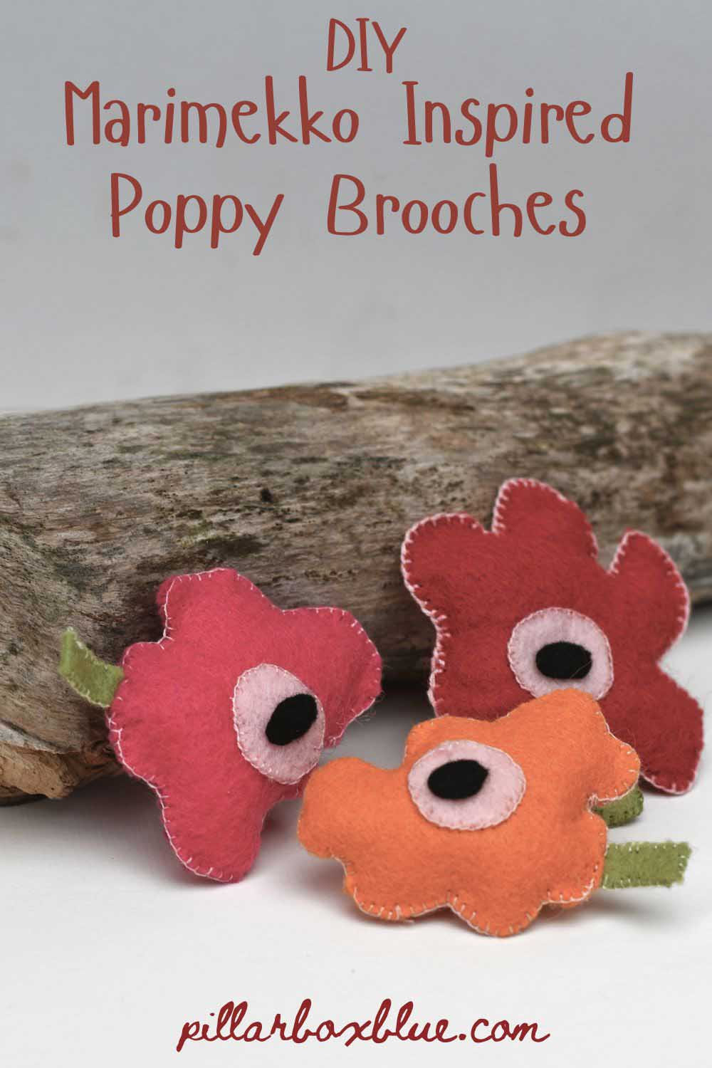 DIY Marimekko Inspired poppy brooches