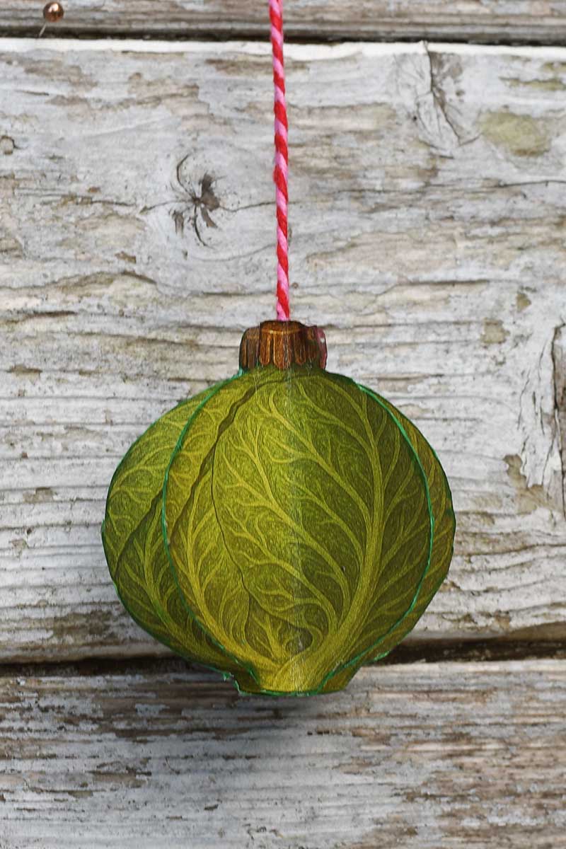 Brussels Sprouts printable paper Christmas ornament