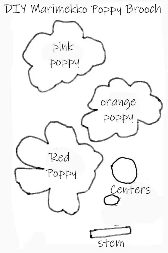 DIY Marimekko Poppy Brooch templates