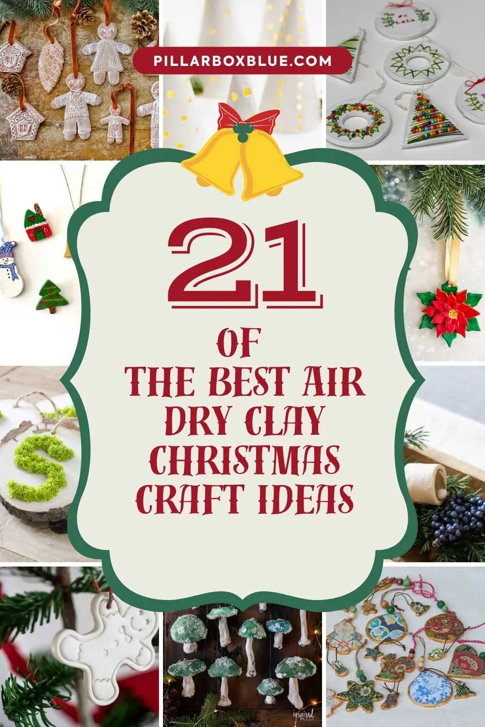 collage of 21 of the best air dry clay christmas ideas