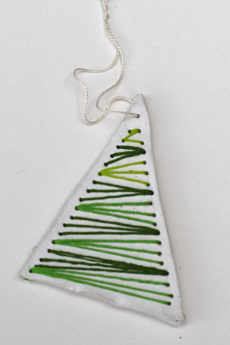 Finished Embroidered clay Christmas tree shaped ornament