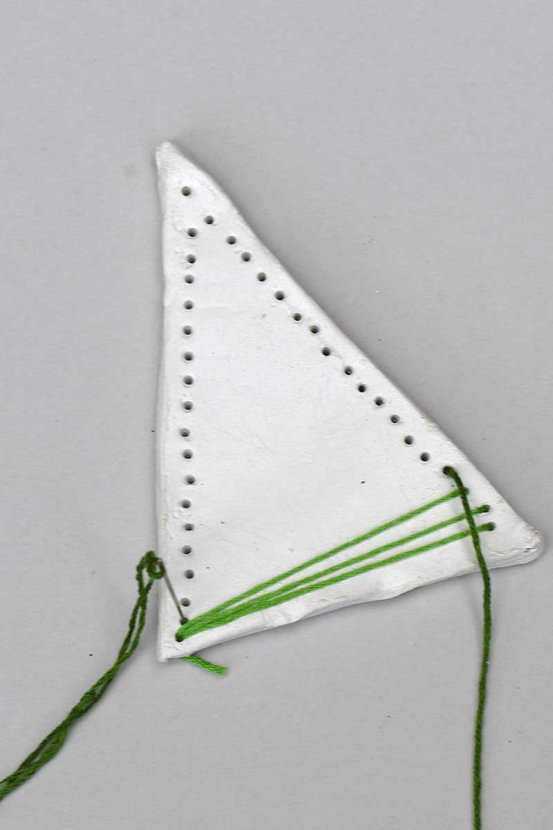 Sewing Christmas tree clayornaments