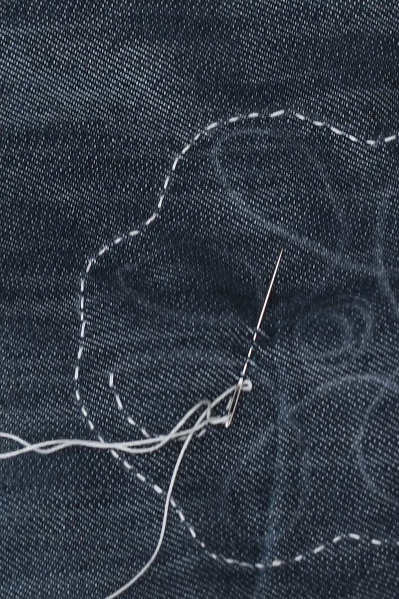 Sashiko stitching on denim