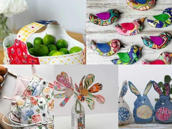 Scrap fabric crafts for spring feature collage image