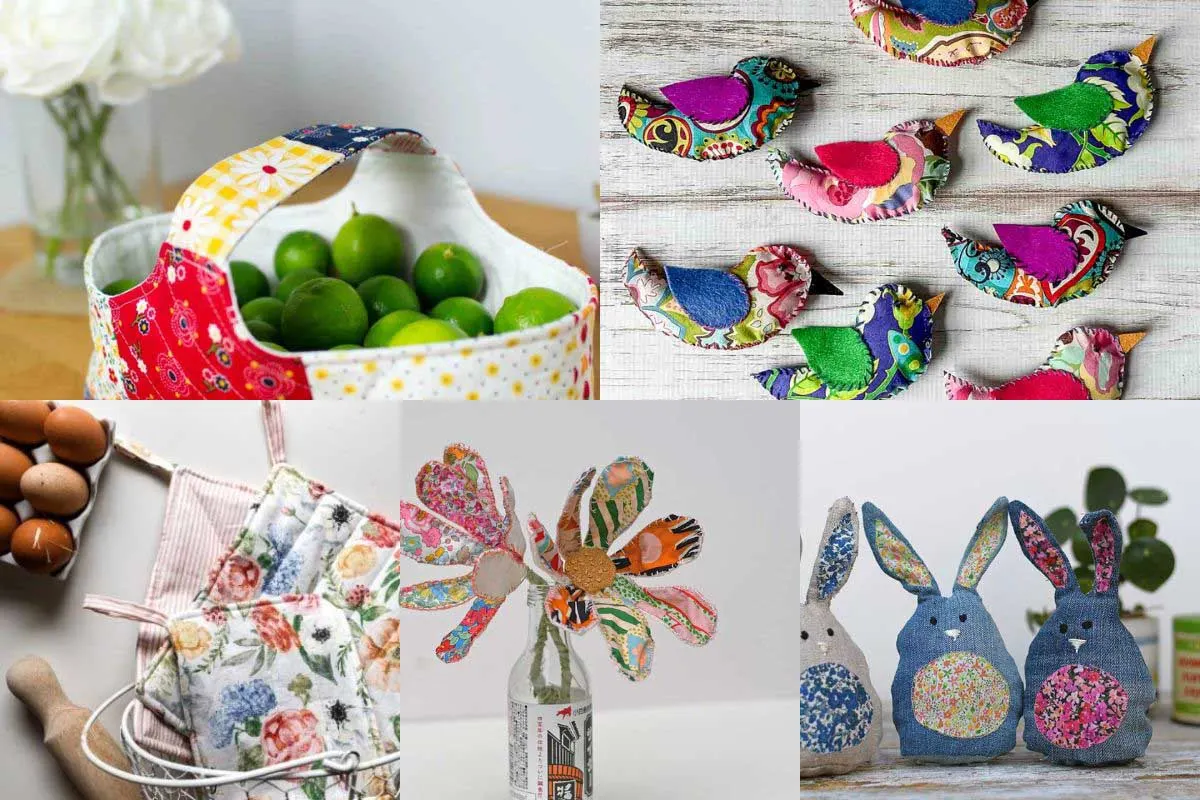 Scrap fabric crafts for spring feature collage image