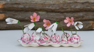 upcycled egg carton spring decoration