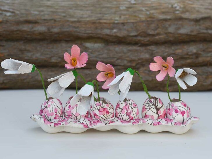 upcycled egg carton spring decoration