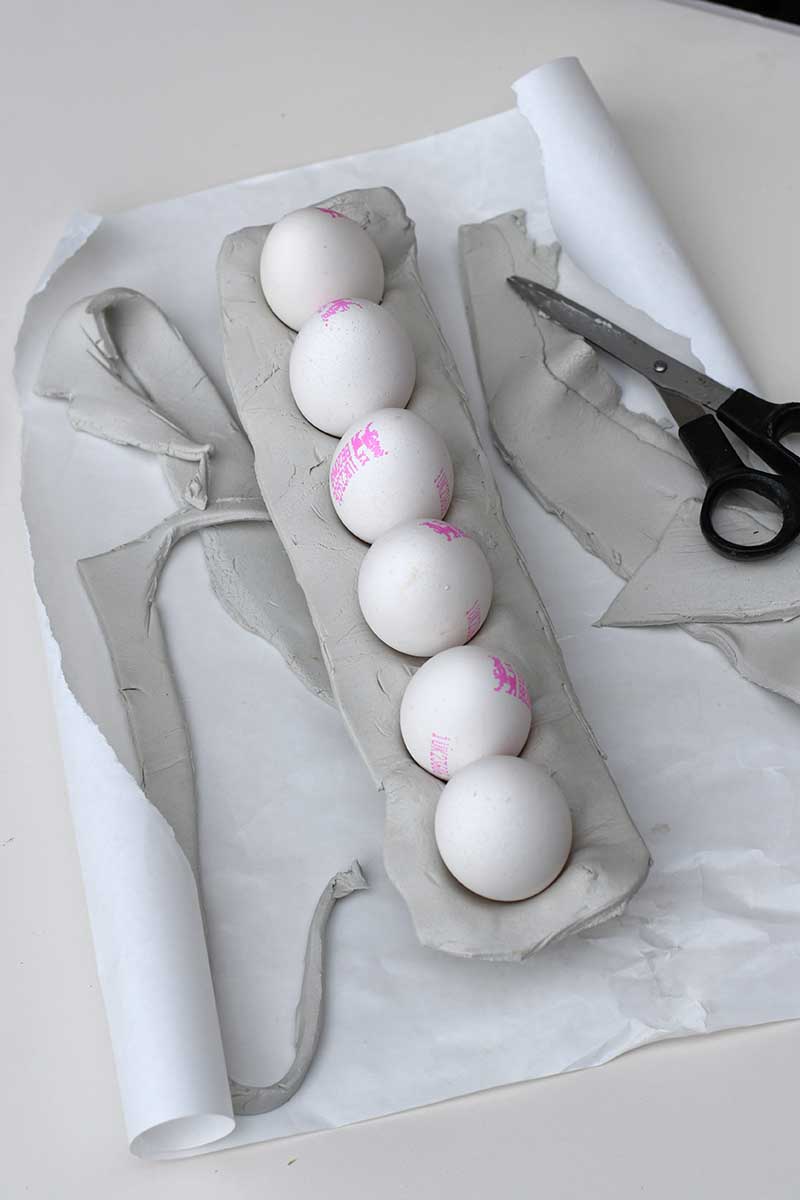 making a clay tray egg holder